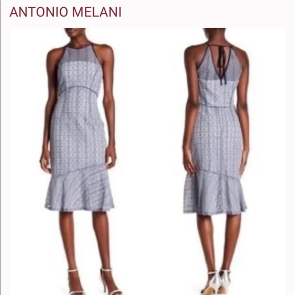 Antonio Melanie lace get wig halter flounce dress Sz 10